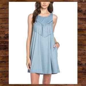 🌟3/$15! Mittoshop Blue Fringe Shift Dress